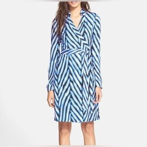 Diane von Furstenberg New Jeanne Two Wrap Dress Herringbone Cornflower Size 0